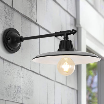Bonner 12" Farmhouse Industrial Indoor/Outdoor Iron LED Victorian Arm Outdoor Sconce - JONATHAN Y